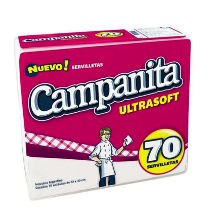 Servilletas Campanita 32x30cm Blanca Blíster x 70