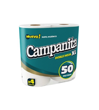 Papel higiénico Campanita XL 50m 4 rollos Doble Hoja
