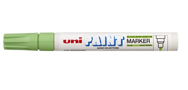 Marcador Uni Paint Px-20 Permanente Base Esmalte Punta Redonda 2,2-2,8mm verde claro