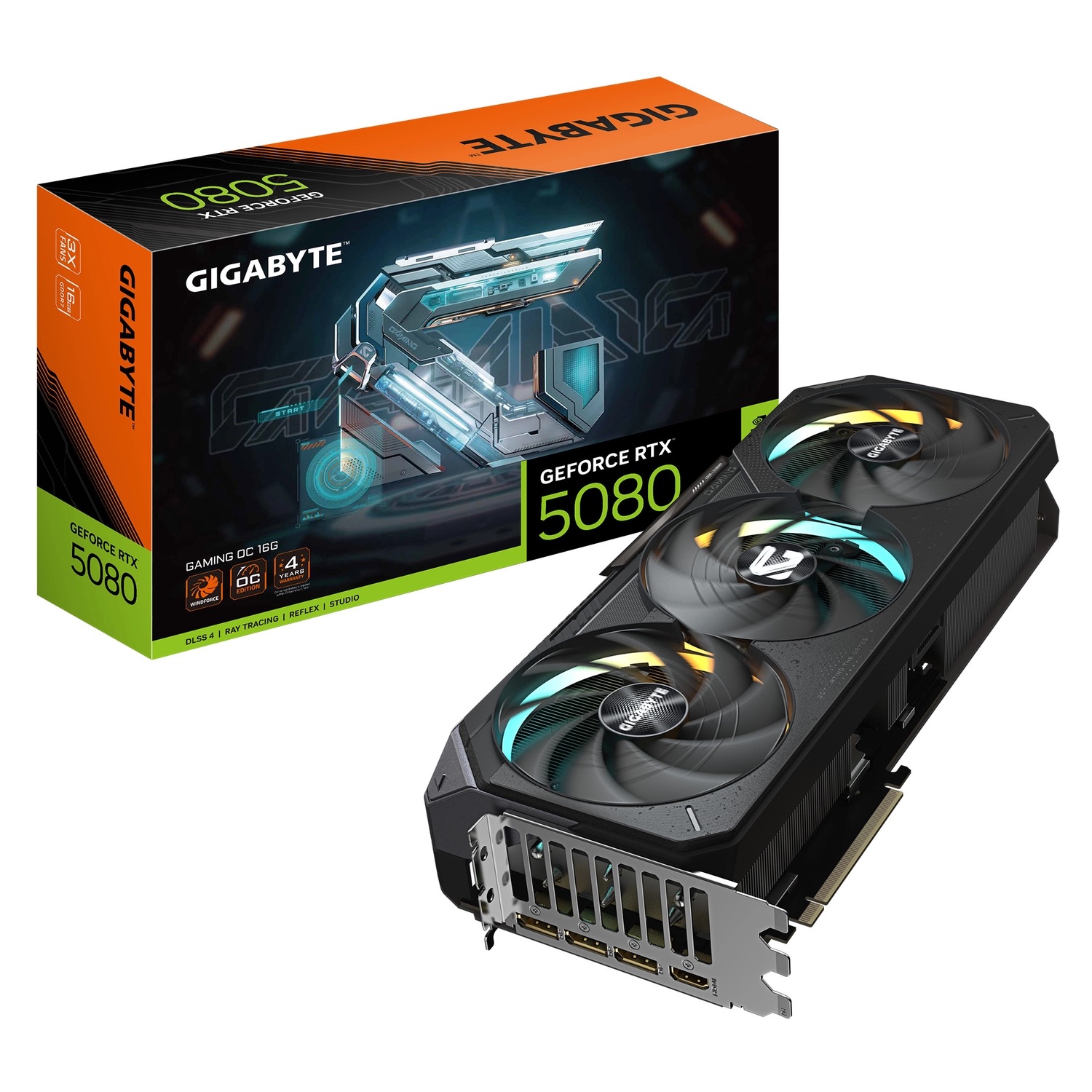 Placa de Video GIGABYTE NVIDIA GeForce RTX 5080 GAMING OC 16G GIGABYTE GV-N5080GAMING OC-16GD
