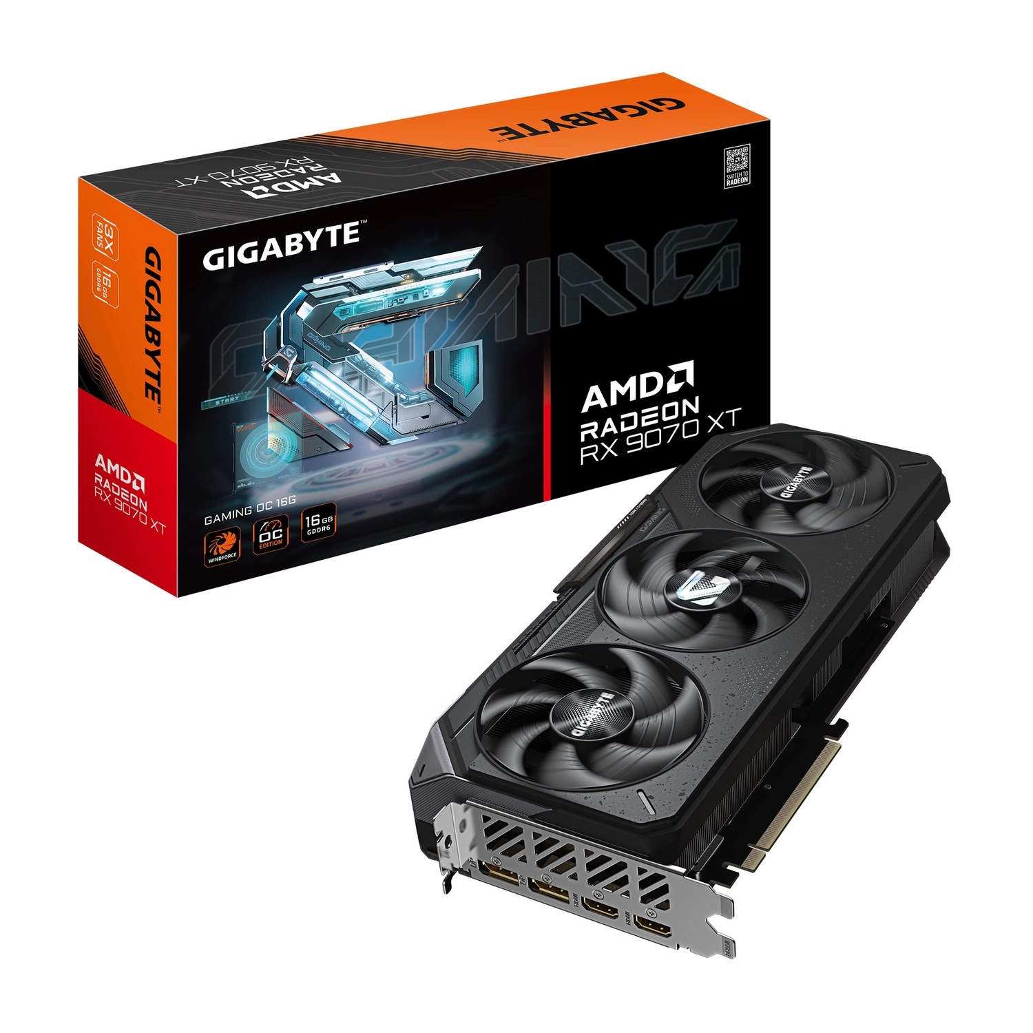Placa de Video GIGABYTE AMD Radeon RX 9070 XT GAMING OC 16GB GIGABYTE GV-R9070XTGAMING OC-16GD