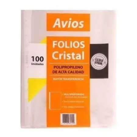 Folios Avíos 40 micrones Escolar 10 unidades