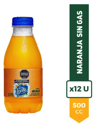 Agua saborizada Levite 500cc Pack x 12 Naranja