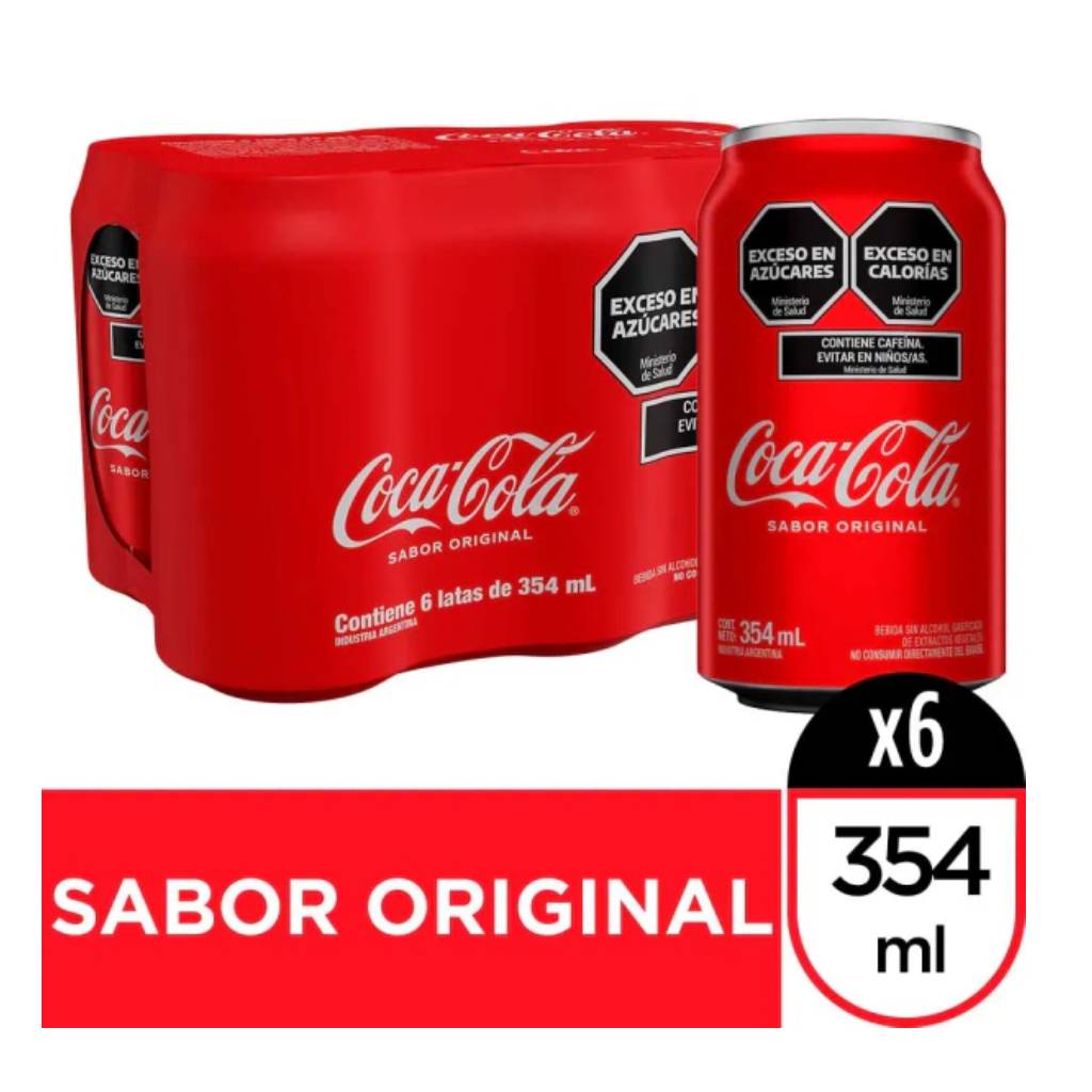 Gaseosa Coca Cola Original Lata 354cc X6