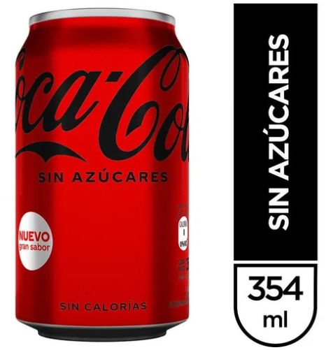Gaseosa Coca Cola Sin azucar Lata 354cc