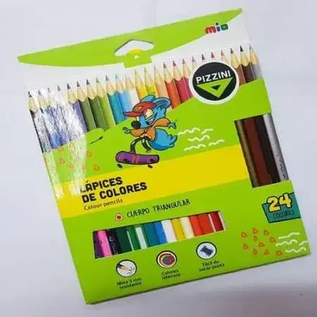 Lápices Pizzini Largos 24 colores triangulares